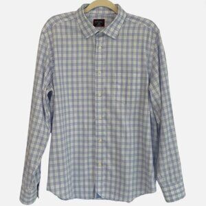 UNTUCKit Riverland Shirt Blue White Plaid Work Large Relaxed Fit